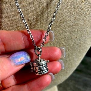 Silver Prayer Box Pendant Necklace - Opens - 18 inch‎ chain